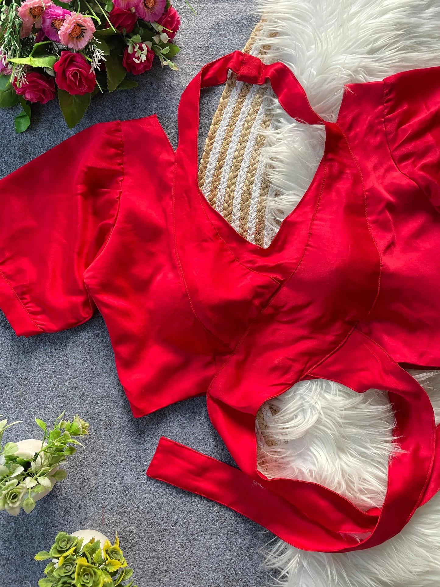 Malai Satin Tie-Up Party Wear Blouse