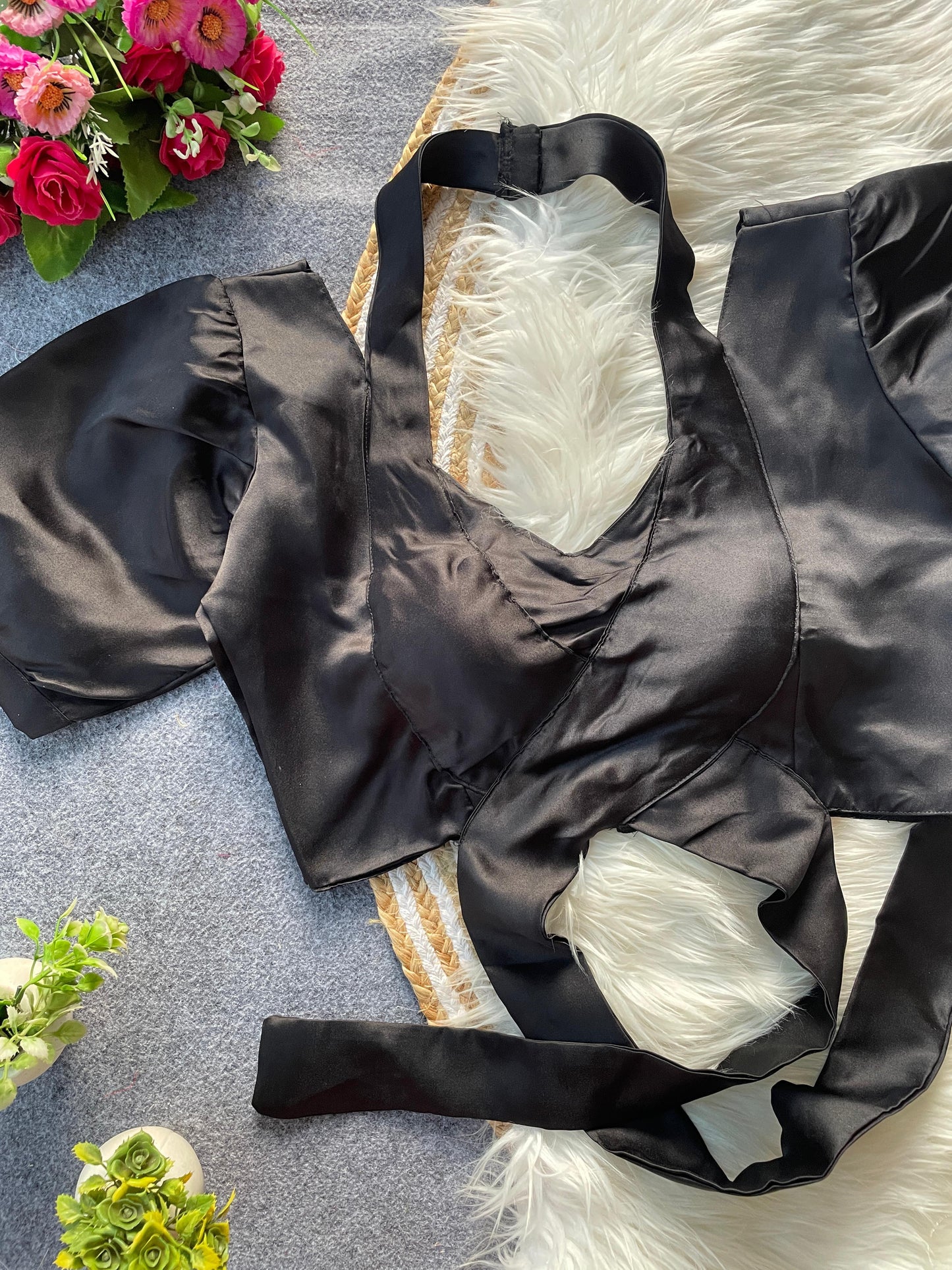 Malai Satin Tie-Up Party Wear Blouse