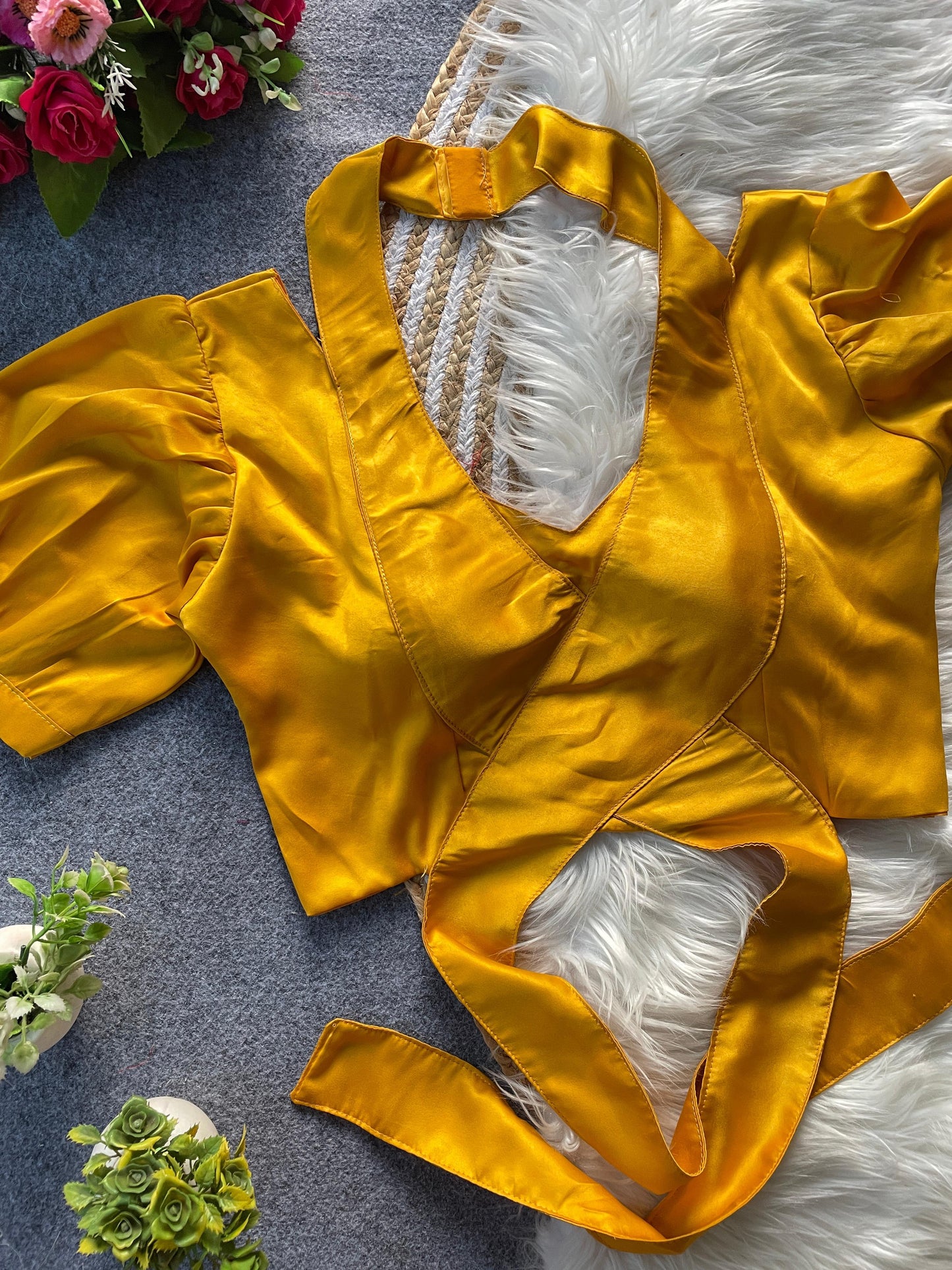 Malai Satin Tie-Up Party Wear Blouse