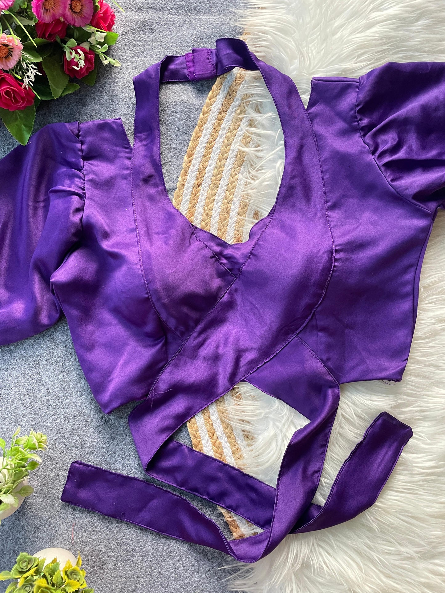 Malai Satin Tie-Up Party Wear Blouse