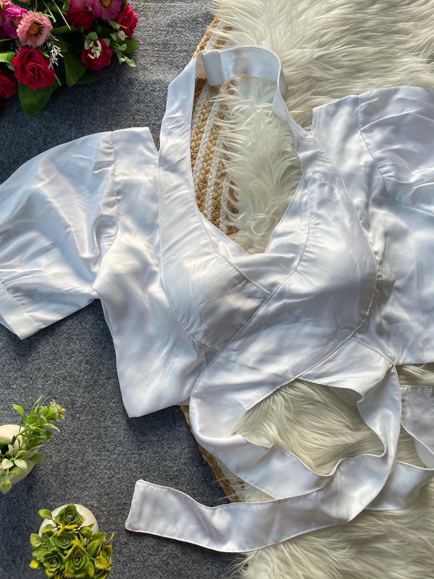 Malai Satin Tie-Up Party Wear Blouse