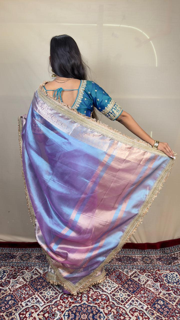 Purple Tissue Silk Saree – Royal Elegance