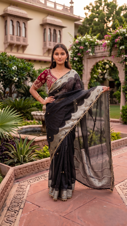 Green Tissue Viral Ghungroo Saree