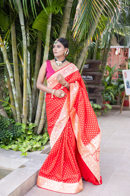 Amrit Royale – Dark Red Banarasi Silk Saree