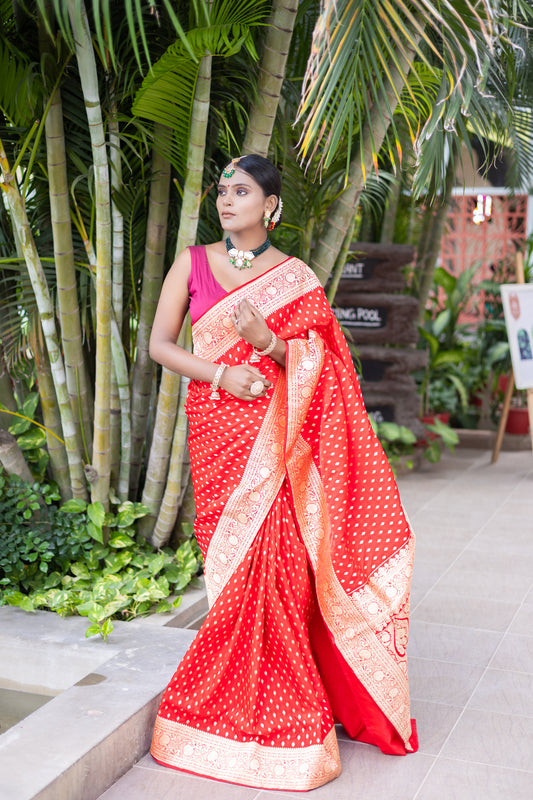 Amrit Royale – Dark Red Banarasi Silk Saree