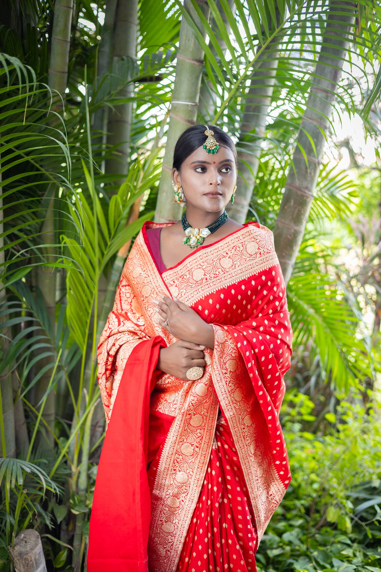 Amrit Royale – Dark Red Banarasi Silk Saree