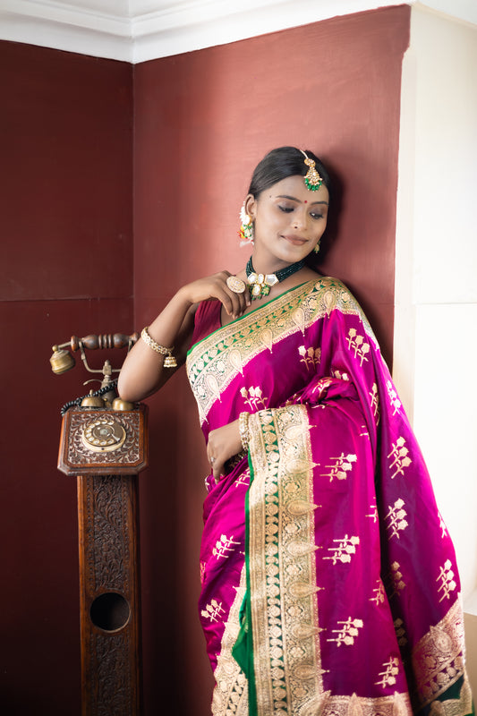 பர்பிள் பார்ட்டி வேர் பனாரசி சேலை