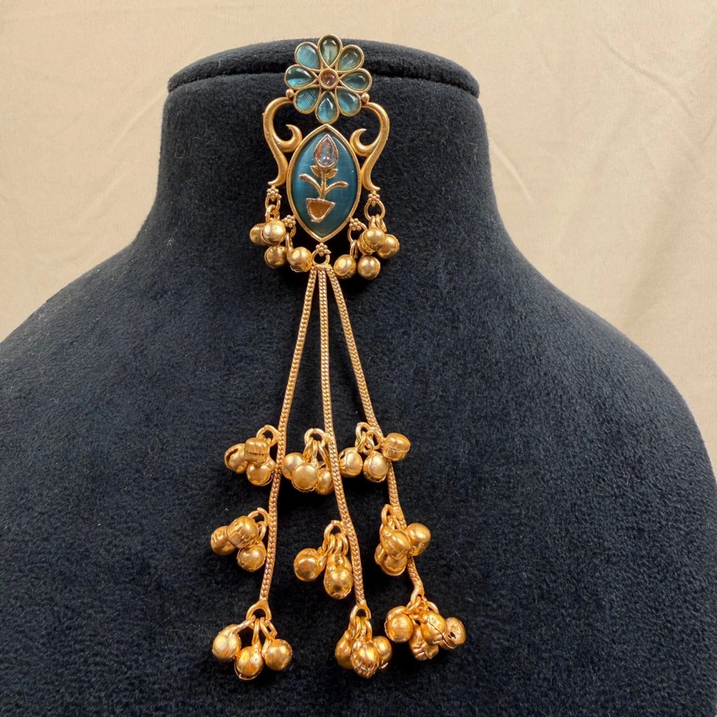 Blue Stone Kashmiri Dangler Earrings for Women