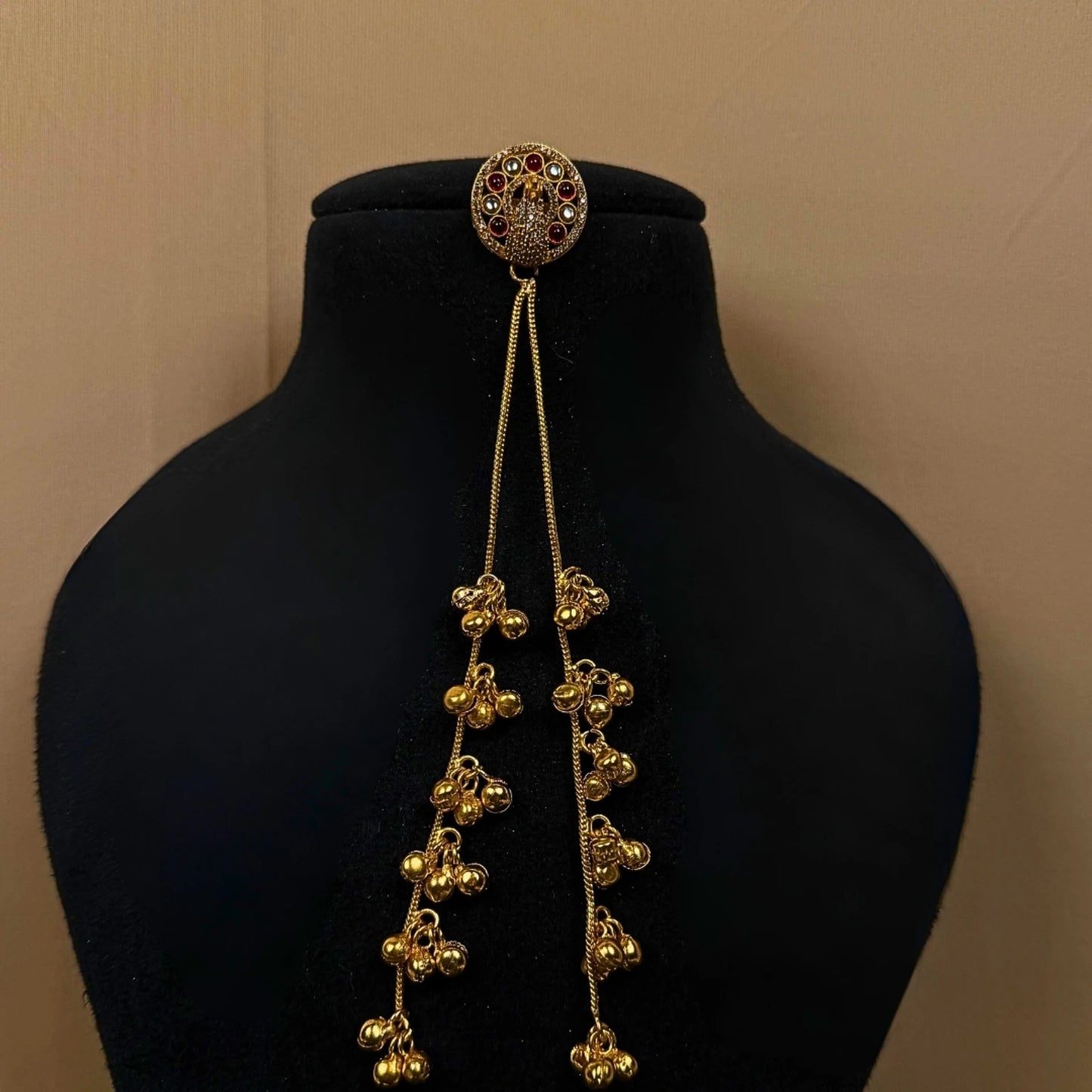 Red Stone Kashmiri Dangler Earrings for Women