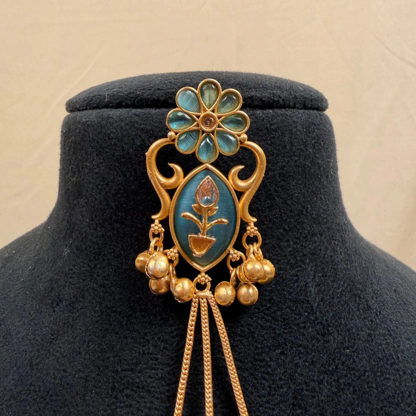 Blue Stone Kashmiri Dangler Earrings for Women