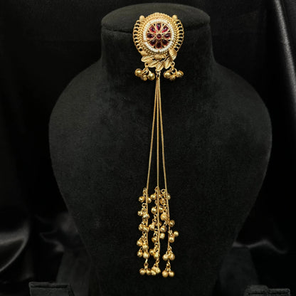 Maroon Stone Kashmiri Dangler Earrings for Women