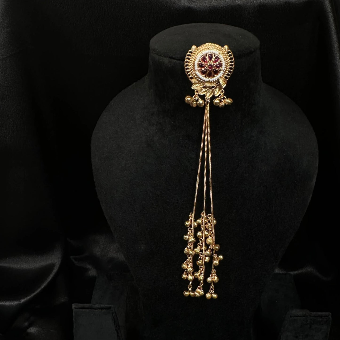 Maroon Stone Kashmiri Dangler Earrings for Women