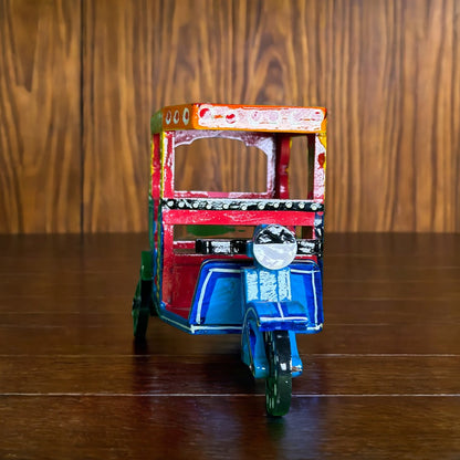 Wooden Handicraft E Rickshaw - Yellow & Blue