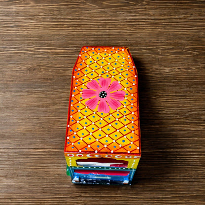 Wooden Handicraft E Rickshaw - Yellow & Blue