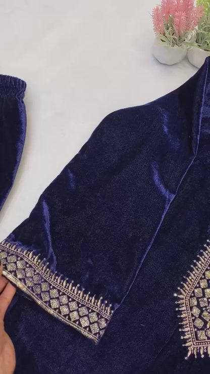 Premium Velvet Pant Set with Designer Sequence Work