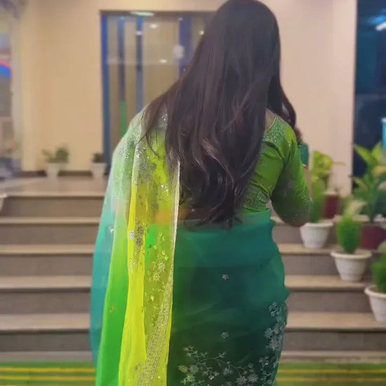 Bollywood collections party wear fancy Organza Silk saree - Baranashe - Bollywood collections party wear fancy Organza Silk saree