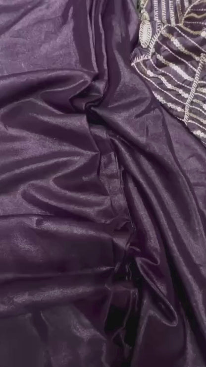 Purple Embroidered Ready-to-Wear Saree