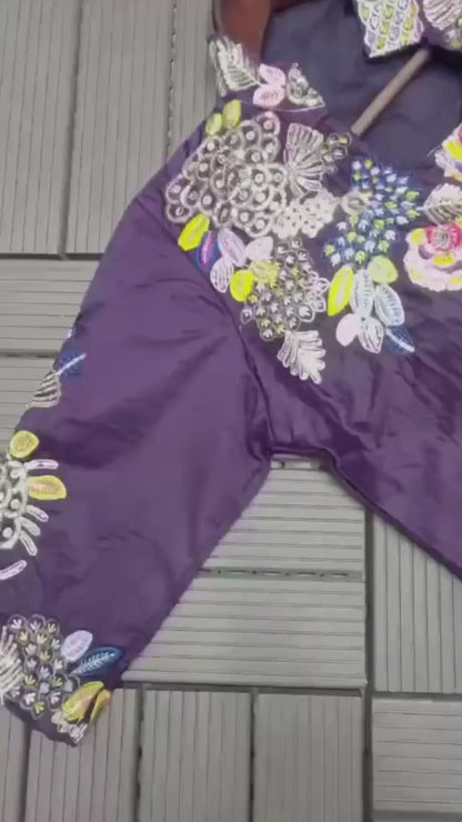 Ready-to-Wear Plum Saree Set with Intricate Embroidery Jacket