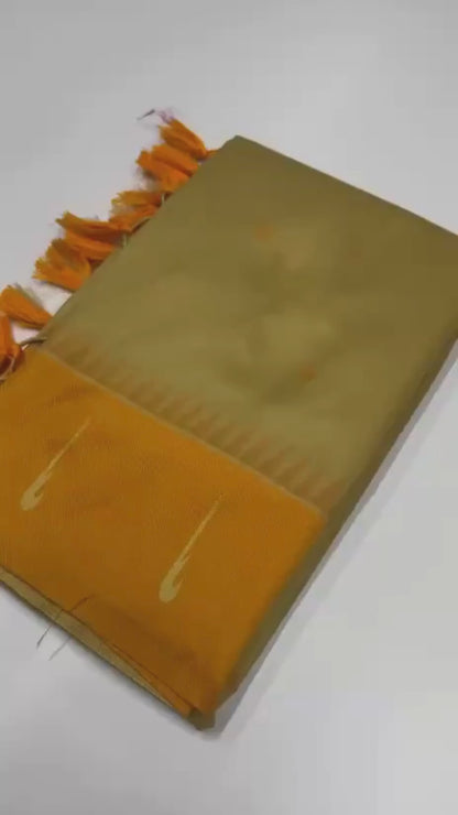 Soft Silk Saree in Cream & Yellow with Muniya Border