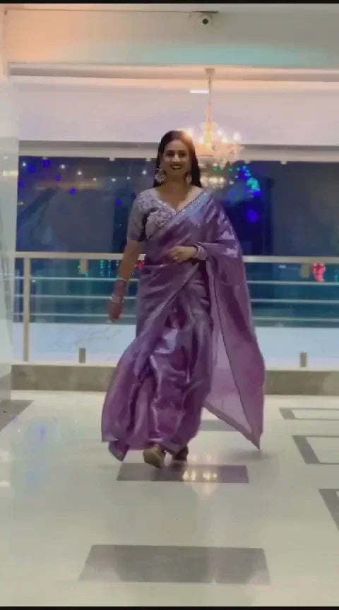Bollywood collections party wear fancy Georgette lavender saree - Baranashe - Bollywood collections party wear fancy Georgette lavender saree
