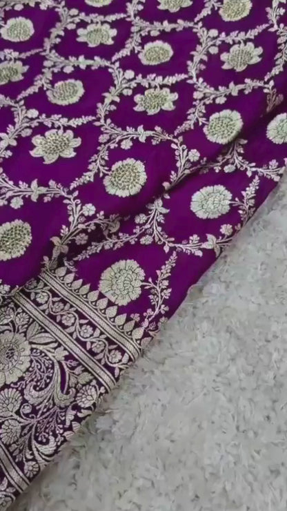 Royal Purple Banarasi Katan Silk Saree with Zari Weaving