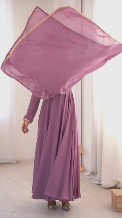 Georgette Anarkali Gown & Dupatta Full Set