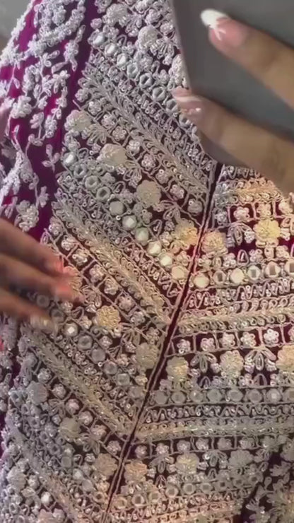 Red Rangoli Ready To Wear Saree with Embroidered Koti Blouse & Fancy Belt