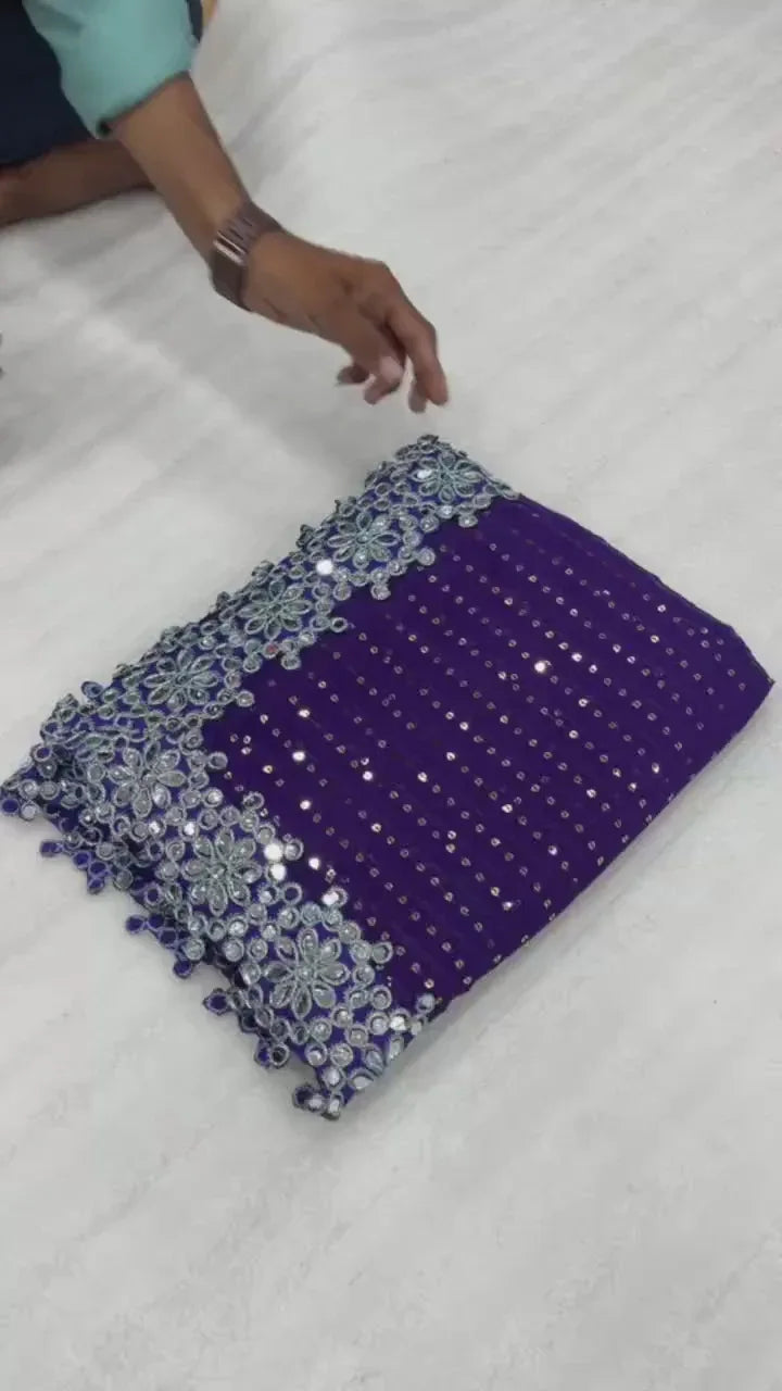 Bollywood Blockbuster Original Mirror Design Saree – Elegant Purple - Baranashe - Bollywood Blockbuster Original Mirror Design Saree – Elegant Purple