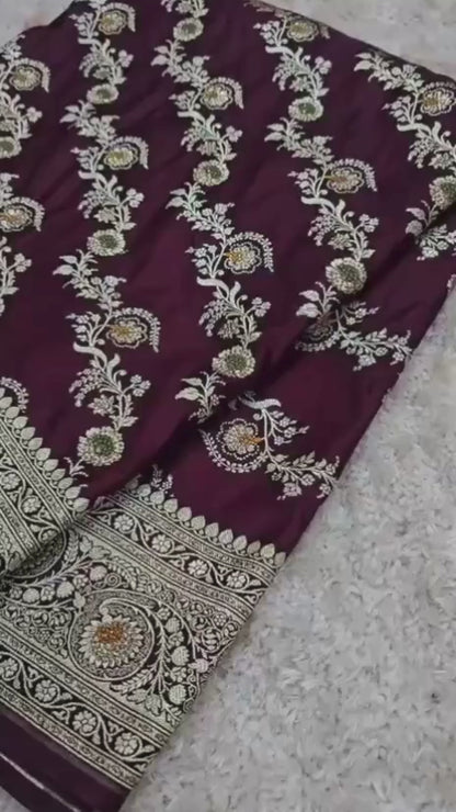 Banarasi Katan Silk Saree with Swarovski Work