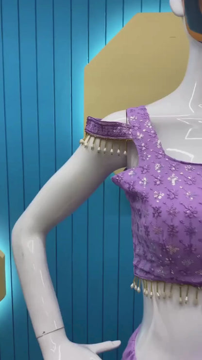 Lavender Purple Ready-to-Wear Georgette Saree