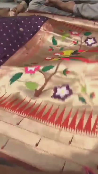 Wine Purple Paithani Soft Silk Saree