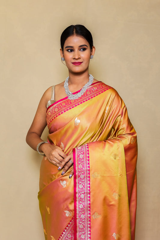 மொஞ்சோலிகா கடுகு பனாரசி திசு பட்டு ஜாரி