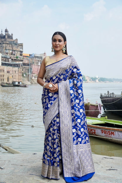 Blue Handwoven Banarasi Silk Saree