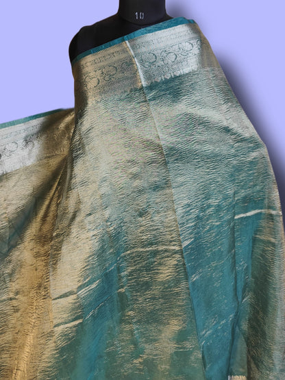Banarasi Soft Crushed Tissue Silk Saree, Jahnvi Kapoor Inspired Saree