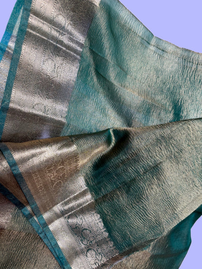 Banarasi Soft Crushed Tissue Silk Saree, Jahnvi Kapoor Inspired Saree