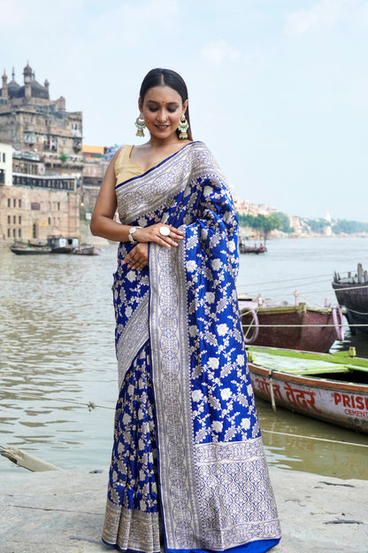Blue Handwoven Banarasi Silk Saree