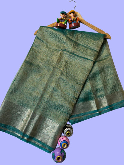 Banarasi Soft Crushed Tissue Silk Saree, Jahnvi Kapoor Inspired Saree