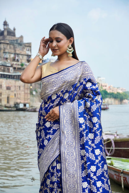 Blue Handwoven Banarasi Silk Saree